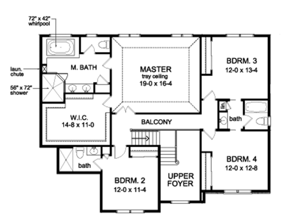 House Design - Traditional Floor Plan - Upper Floor Plan #1010-96