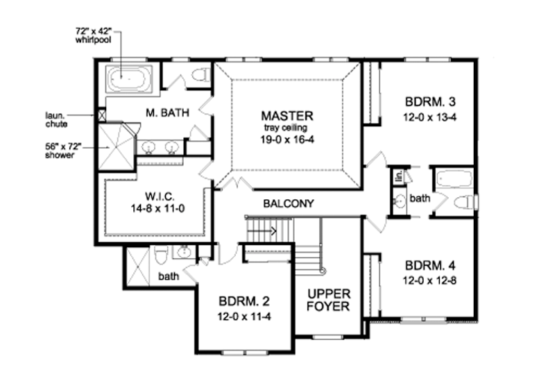 Architectural House Design - Floor Plan - Upper Floor for Traditional House Plan #1010-96 - 4 bed, 3.5 bath