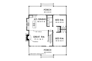 Floor Plan - Main Floor for Country House Plan #929-115 - 3 bed, 2 bath
