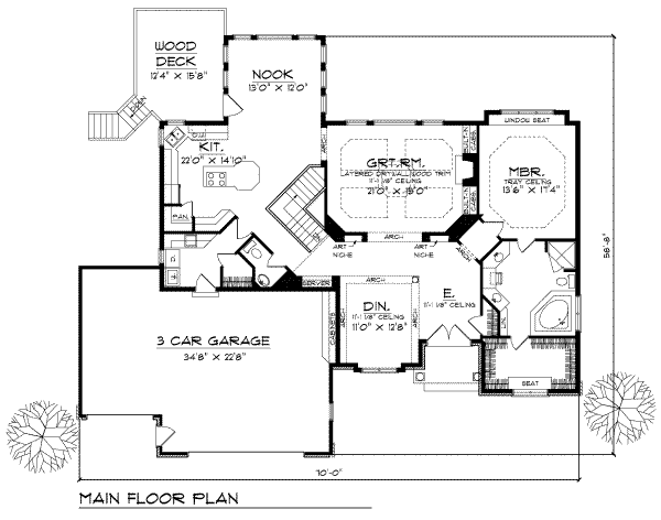 Home Plan - Traditional Floor Plan - Main Floor Plan #70-255