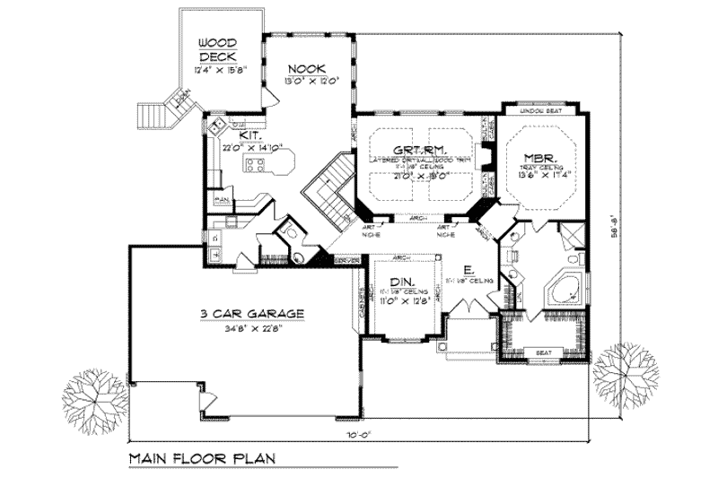 Home Plan - Floor Plan - Main Floor for Traditional House Plan #70-255 - 3 bed, 2.5 bath
