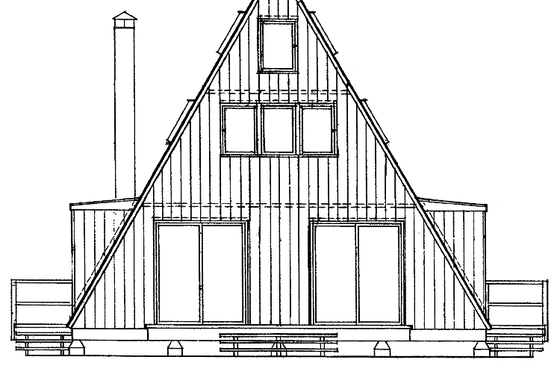 Exterior - Rear Elevation for Cabin House Plan #72-538 - 3 bed, 2 bath