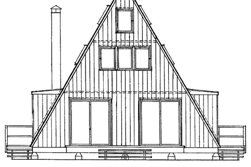 Home Plan - Exterior - Rear Elevation for Cabin House Plan #72-538 - 3 bed, 2 bath