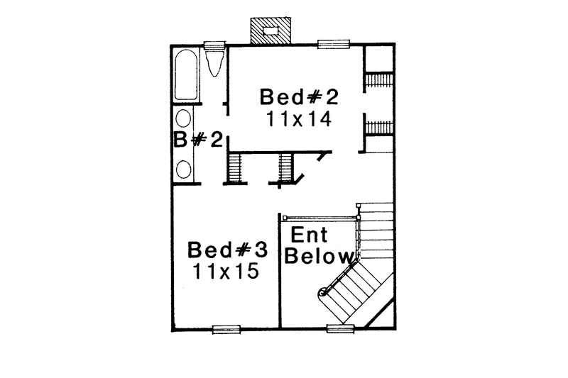 Dream House Plan - Floor Plan - Upper Floor for Country House Plan #310-1016 - 3 bed, 2.5 bath