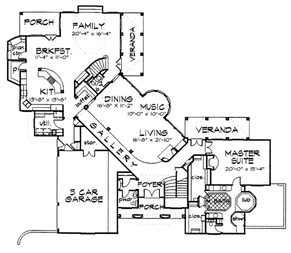 Architectural House Design - Classical Floor Plan - Main Floor Plan #1021-3