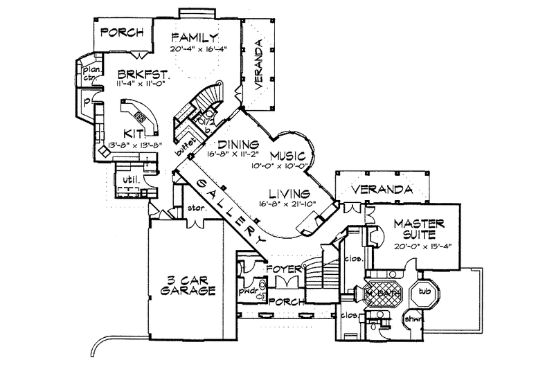 Architectural House Design - Floor Plan - Main Floor for Classical House Plan #1021-3 - 5 bed, 5 bath