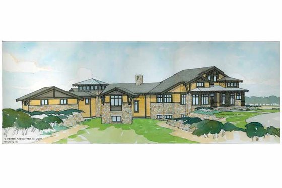 Exterior - Front Elevation 6 for Prairie House Plan #928-62 - 4 bed, 4 bath