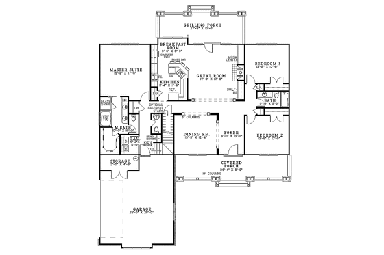 Floor Plan - Main Floor for Craftsman House Plan #17-2679 - 3 bed, 2.5 bath