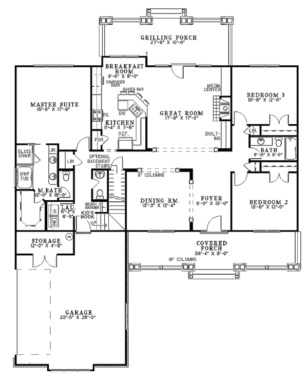 House Plan Design - Craftsman Floor Plan - Main Floor Plan #17-2679