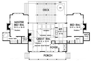 Floor Plan - Main Floor for Farmhouse House Plan #929-35 - 2 bed, 2 bath