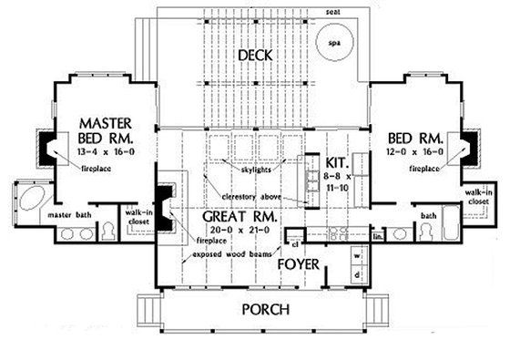 Floor Plan - Main Floor for Farmhouse House Plan #929-35 - 2 bed, 2 bath