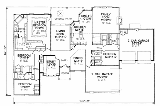 Floor Plan - Main Floor for Traditional House Plan #65-430 - 4 bed, 3 bath