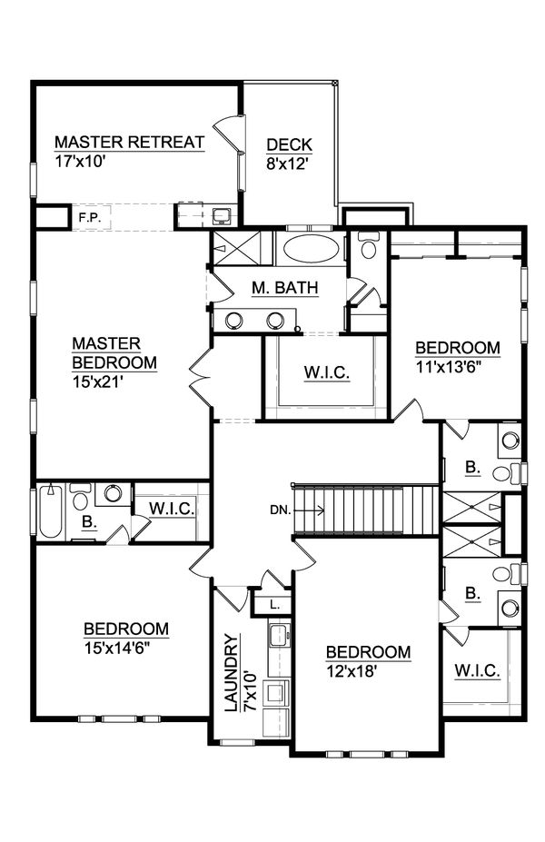 Tudor Floor Plan - Upper Floor Plan #116-309