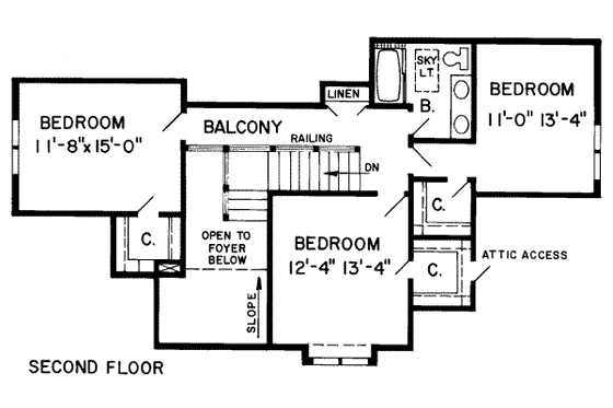 Floor Plan - Upper Floor for Traditional House Plan #312-275 - 4 bed, 2.5 bath