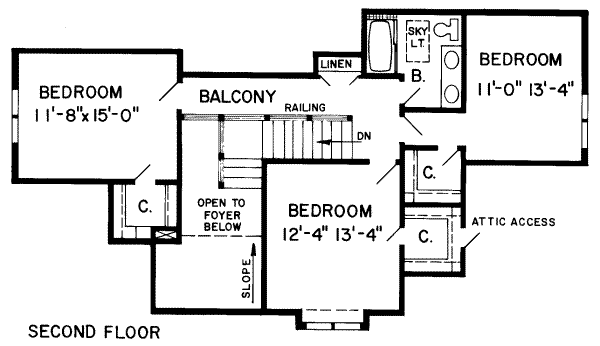Traditional Floor Plan - Upper Floor Plan #312-275