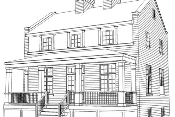 Exterior - Rear Elevation for Colonial House Plan #477-8 - 3 bed, 2.5 bath