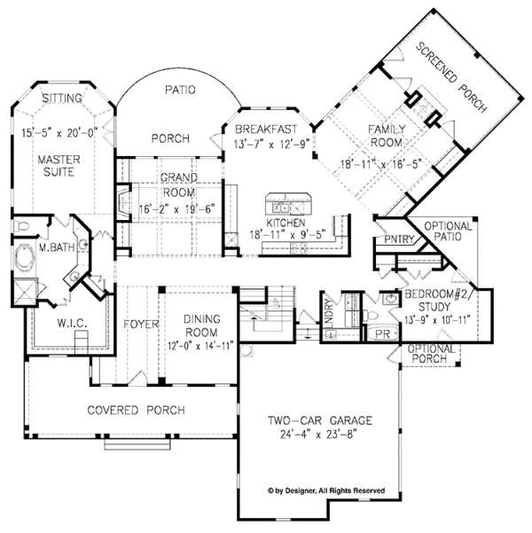 House Design - Country Floor Plan - Main Floor Plan #54-287