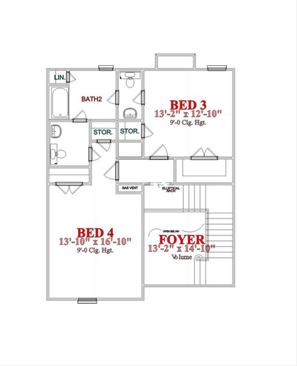 European Floor Plan - Upper Floor Plan #63-220