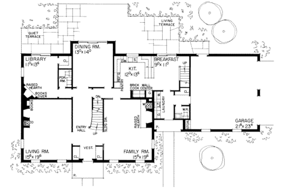 Floor Plan - Main Floor for Colonial House Plan #72-308 - 4 bed, 4 bath