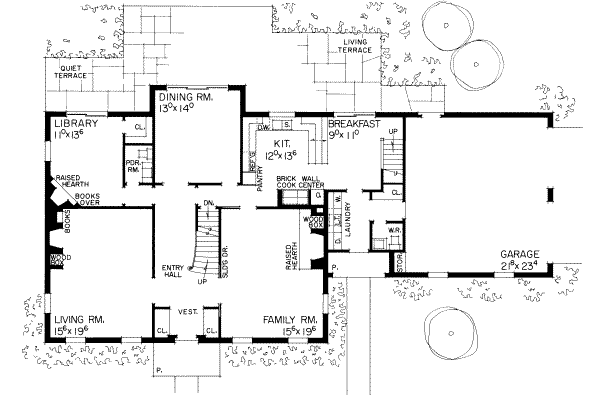 Architectural House Design - Colonial Floor Plan - Main Floor Plan #72-308