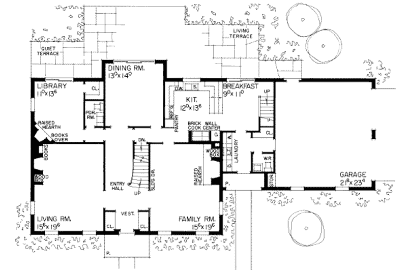 Home Plan - Floor Plan - Main Floor for Colonial House Plan #72-308 - 4 bed, 4 bath