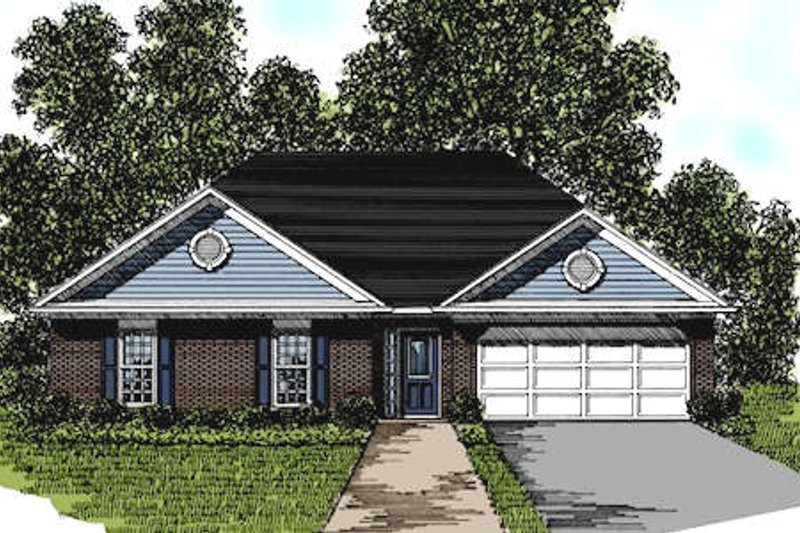 House Blueprint - Southern Exterior - Front Elevation Plan #56-111
