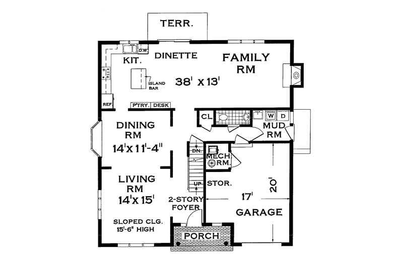 Architectural House Design - Floor Plan - Main Floor for Country House Plan #3-263 - 4 bed, 2.5 bath