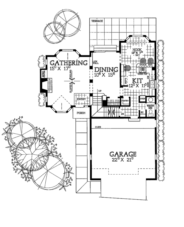 Architectural House Design - Mediterranean Floor Plan - Main Floor Plan #72-955