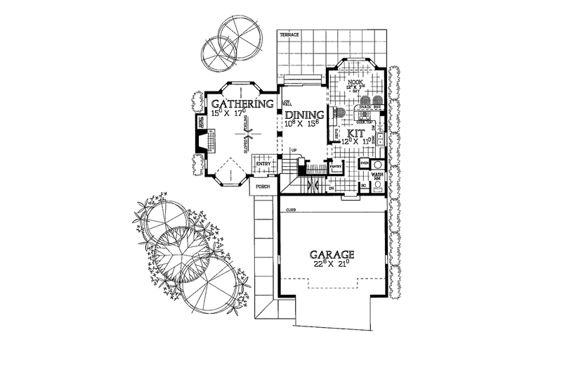 Home Plan - Floor Plan - Main Floor for Mediterranean House Plan #72-955 - 4 bed, 2.5 bath