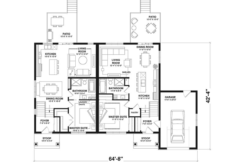 Home Plan - Floor Plan - Main Floor for Craftsman House Plan #23-2862 - 3 bed, 2 bath