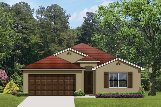 Exterior - Front Elevation 3 for Mediterranean House Plan #1058-56 - 4 bed, 2 bath