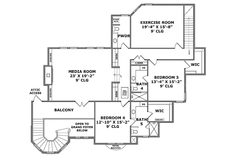 Home Plan - Floor Plan - Upper Floor for Mediterranean House Plan #952-209 - 4 bed, 5 bath