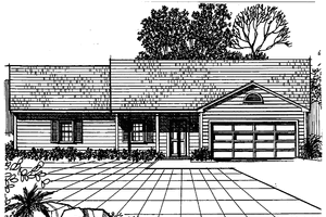Exterior - Front Elevation 3 for Country House Plan #30-304 - 3 bed, 2 bath