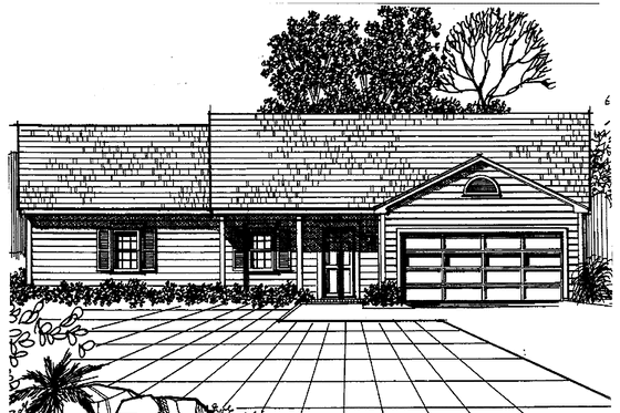 Exterior - Front Elevation 3 for Country House Plan #30-304 - 3 bed, 2 bath