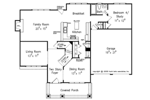 Floor Plan - Main Floor for Craftsman House Plan #927-925 - 4 bed, 3 bath