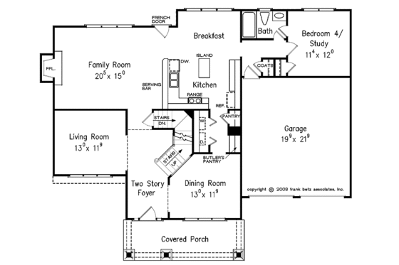 Floor Plan - Main Floor for Craftsman House Plan #927-925 - 4 bed, 3 bath