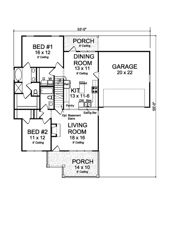 Cottage Floor Plan - Main Floor Plan #513-2214