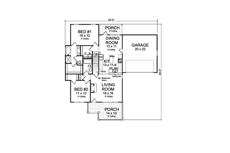 Home Plan - Floor Plan - Main Floor for Cottage House Plan #513-2214 - 4 bed, 4 bath