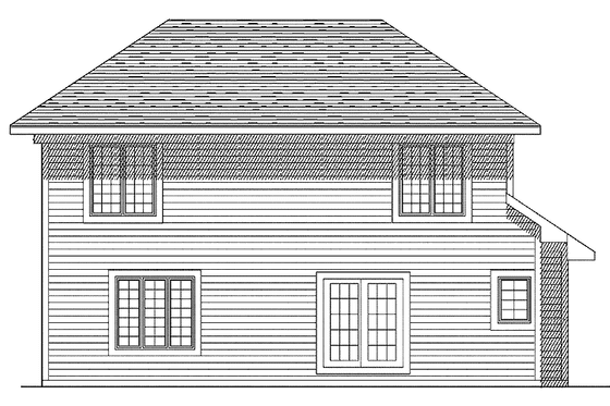 Exterior - Rear Elevation for Traditional House Plan #70-1358 - 3 bed, 2.5 bath