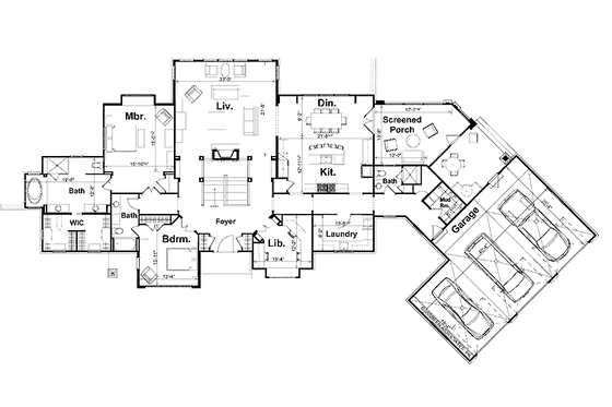 Floor Plan - Main Floor for Country House Plan #928-73 - 4 bed, 4 bath