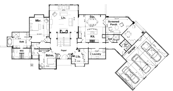 Architectural House Design - Country Floor Plan - Main Floor Plan #928-73