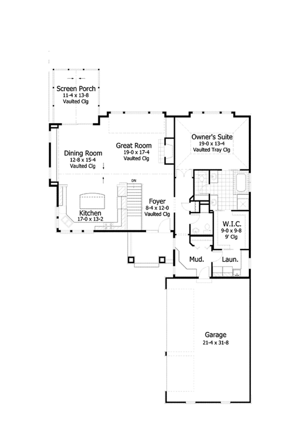 House Plan Design - Ranch Floor Plan - Main Floor Plan #51-1062