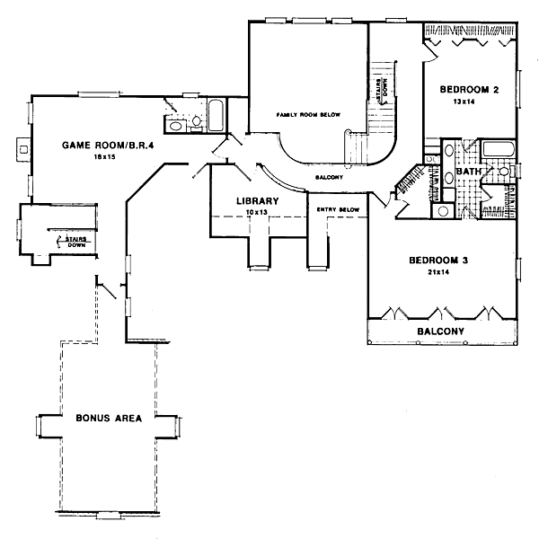 House Blueprint - European Floor Plan - Upper Floor Plan #41-168