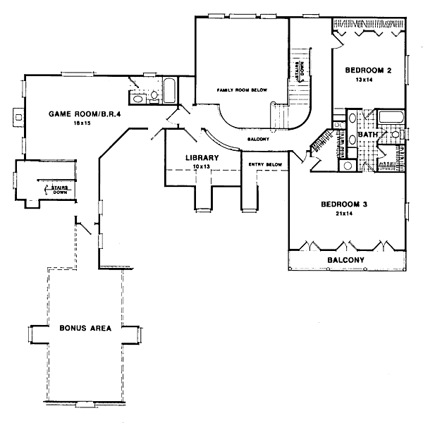 European Floor Plan - Upper Floor Plan #41-168