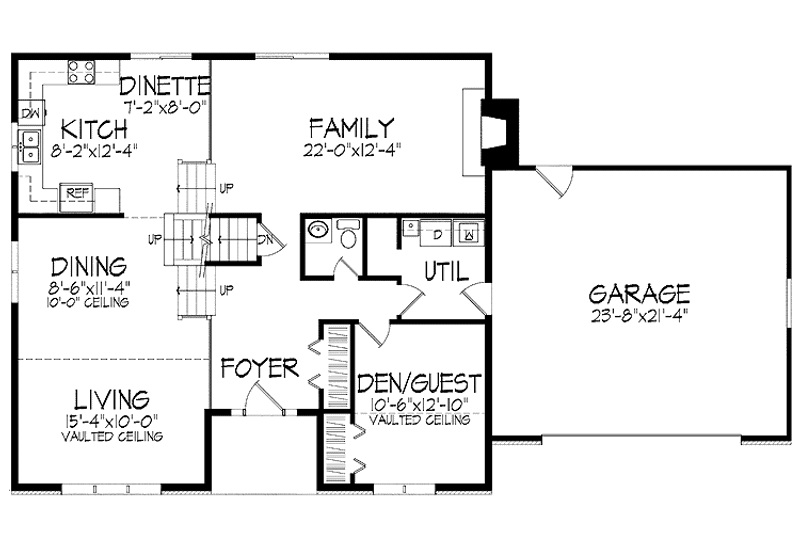 Architectural House Design - Floor Plan - Main Floor for Contemporary House Plan #51-697 - 3 bed, 2.5 bath