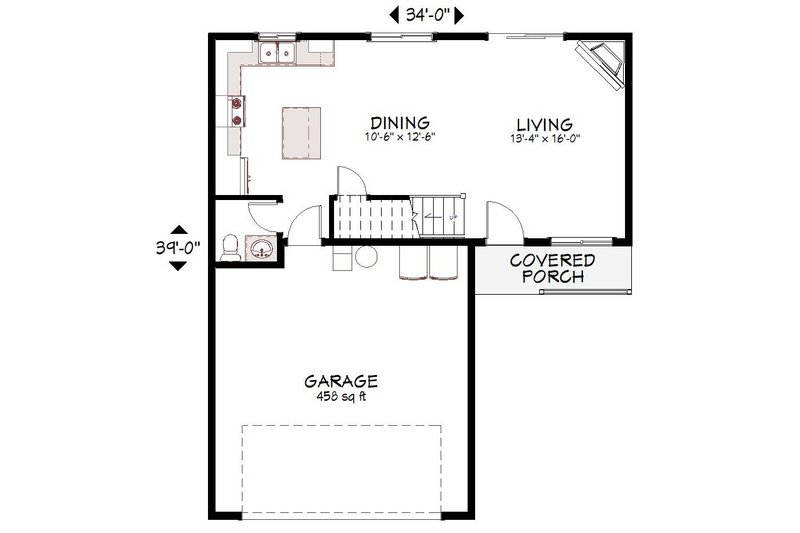 House Blueprint - Floor Plan - Main Floor for Cottage House Plan #943-56 - 3 bed, 2.5 bath