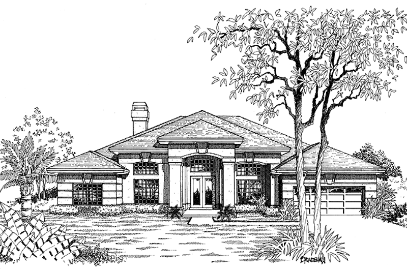 Dream House Plan - Mediterranean Exterior - Front Elevation Plan #417-523