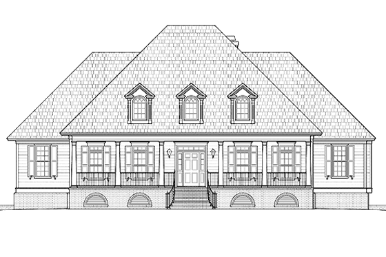Exterior - Front Elevation 3 for Traditional House Plan #1054-9 - 4 bed, 5.5 bath