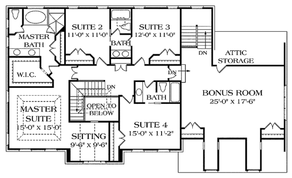 Home Plan - Colonial Floor Plan - Upper Floor Plan #453-360