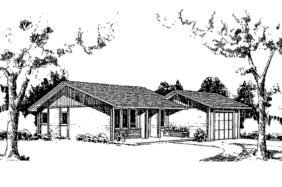 Exterior - Front Elevation 3 for Contemporary House Plan #60-683 - 3 bed, 1 bath
